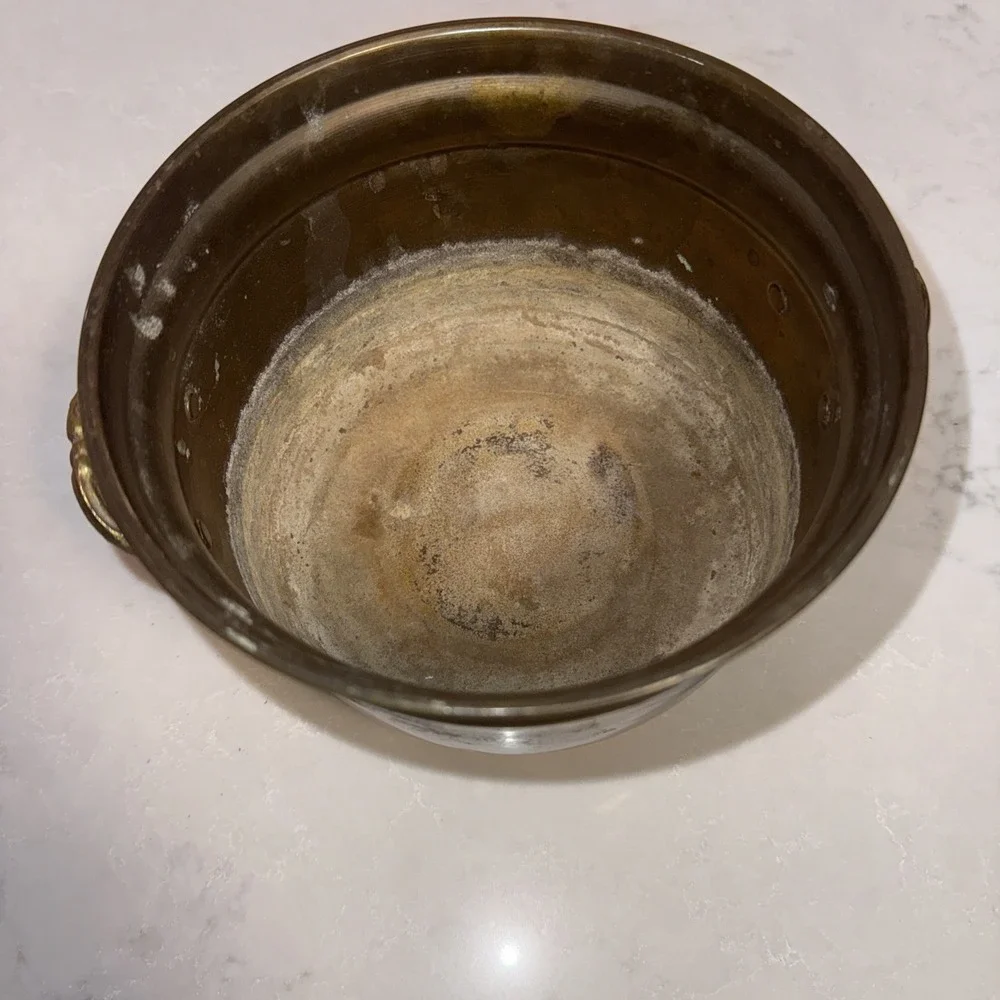 VTG Brass Cauldron Footed Gothic Romance Planter 7